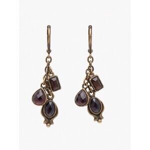 Laila Rowe Vintage Garnet Look Dangle Drop Leverback Earrings Boho Gothic